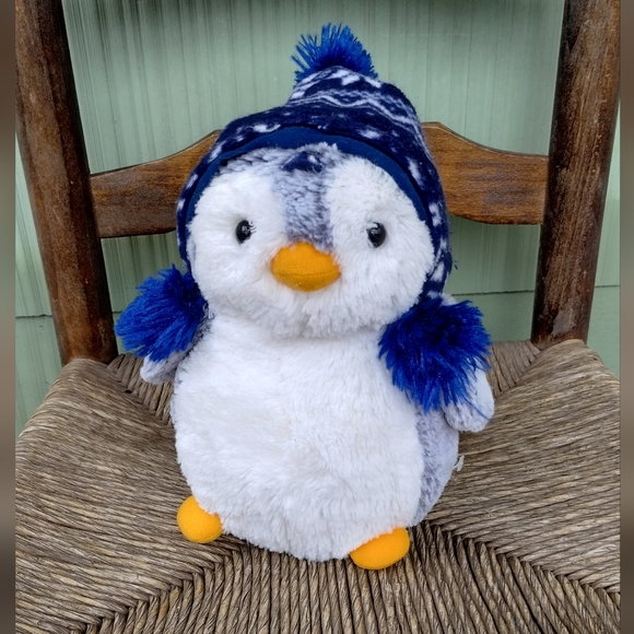 Aurora Pompom 8" Penguin Plush from World (Blue Hat) - Picture 2 of 15